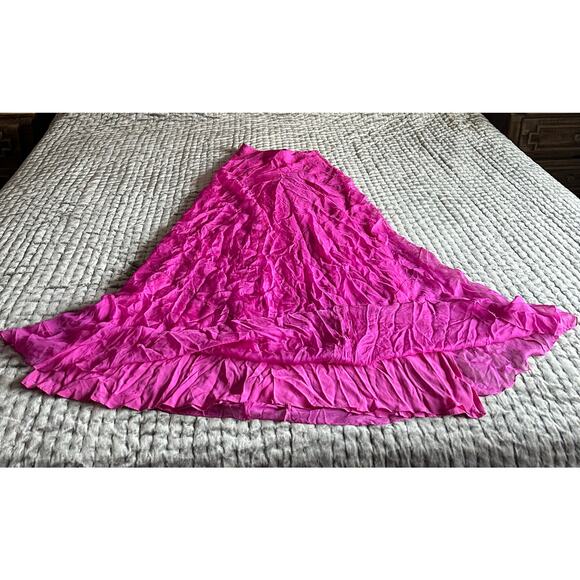 Rag & Bone maxi silk skirt hot Pink flowy sz 4 xs long boho